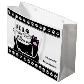 猫柄のおもしろい誕生日 ラージペーパーバッグ (正面アングル)