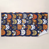 猫柄の猫たち ビーチタオル (正面)