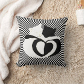 猫柄の白黒猫がハート型 クッション (ブランケット)