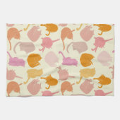 猫柄ピンクオレンジクリーム キッチンタオル (横)