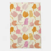 猫柄ピンクオレンジクリーム キッチンタオル (縦)