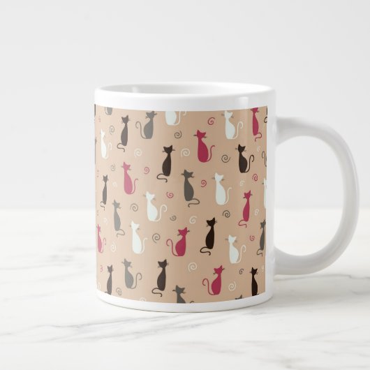 猫柄ピンク ジャンボコーヒーマグカップ (右)
