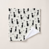 猫柄、かわいい猫、黒猫、子猫 バスタオルセット (ウォッシュタオル)