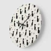 猫柄、かわいい猫、黒猫、子猫 ラージ壁時計 (傾斜)