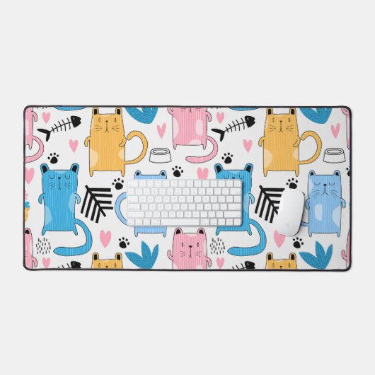 猫柄 デスクマット (キーボード&マウス)