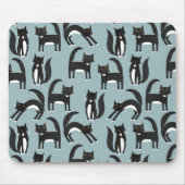 猫柄（青） マウスパッド (正面)