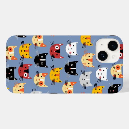 猫柄（青） Case-Mate iPhoneケース (裏面 (横))