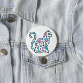 猫桃色の白い花トランスジェンダープライド 缶バッジ (インサイチュ)