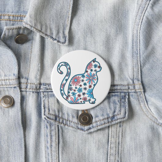 猫桃色の白い花トランスジェンダープライド 缶バッジ (インサイチュ)