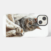 猫楽しむ冬茶 iPhoneケース (裏面横)