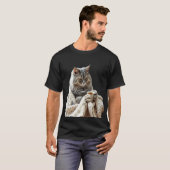 猫楽しむ冬茶 Tシャツ (正面フル)