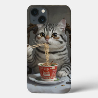 猫楽ストライプのしめるカップヌードル iPhone 13ケース
