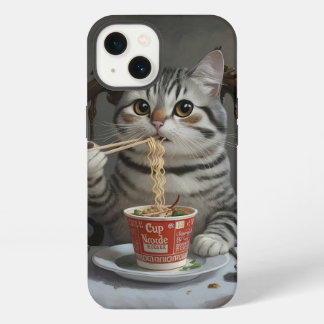 猫楽ストライプのしめるカップヌードル iPhone 13ケース
