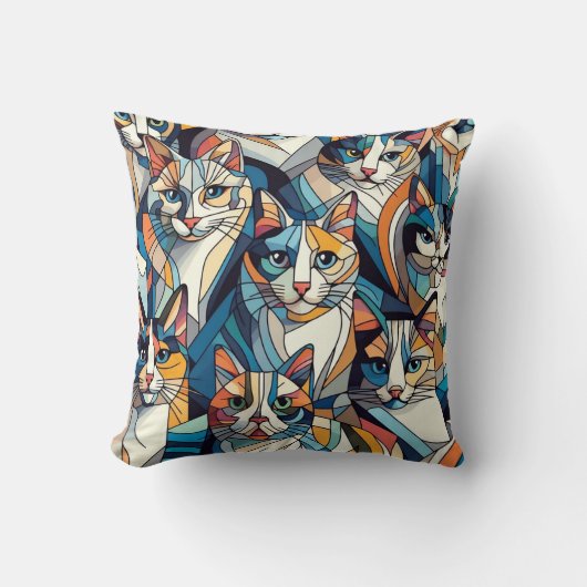 猫模様 クッション (正面)