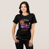 猫次元の扉: 面白い猫の混乱Tシャツ トライブレンドTシャツ (正面全面)