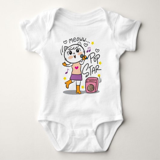 猫歌手 ベビーボディスーツ (正面)