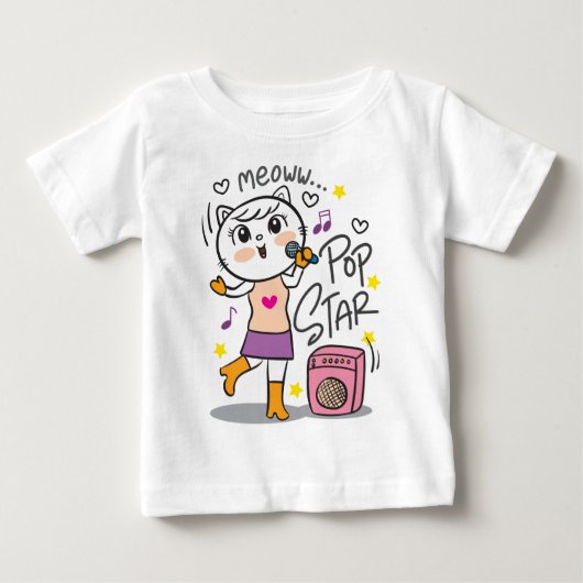 猫歌手 ベビーTシャツ (正面)