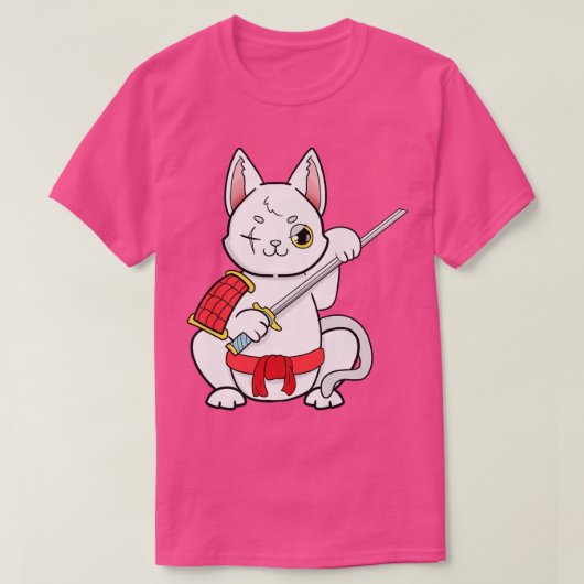 猫武士道浪人サムライ日本のンTシャツ Tシャツ (デザイン正面)