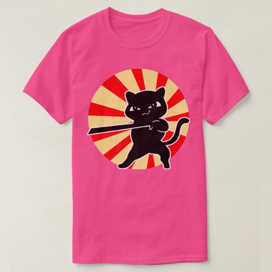 猫武士道浪人日本の侍(2) Tシャツ (デザイン正面)