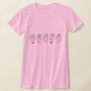 猫歩くお洒落猫ちゃんラインアートスケッチ Tシャツ