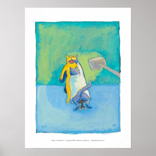 猫歯科おもしろいユニークお洒落イラストレーションアート ポスター (正面)