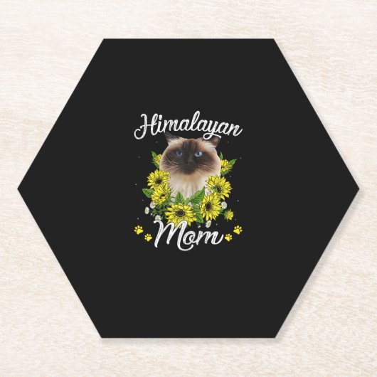 猫母の母の日のギフトひまわりヒマラヤ母 ペーパーコースター (正面)