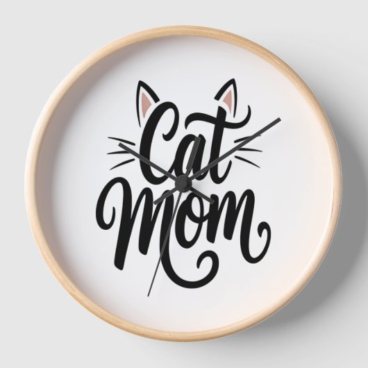 猫母ひげ耳 壁時計 (正面)