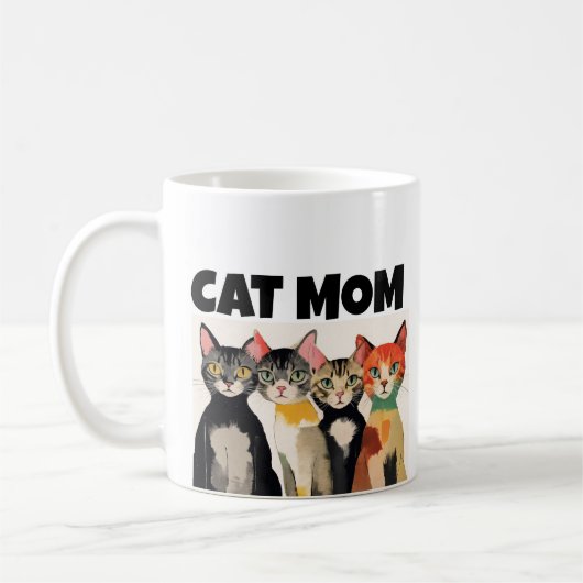 猫母カラフル猫芸 コーヒーマグカップ (左)