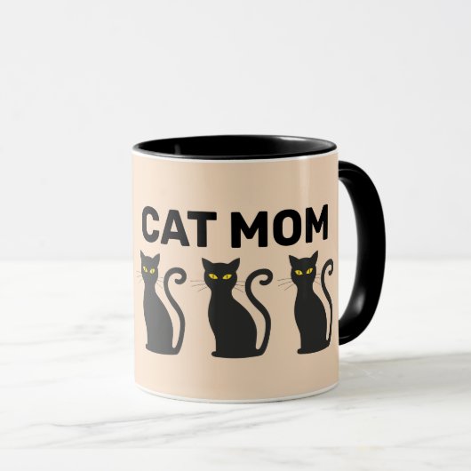 猫母コーヒーマグ黒猫 マグカップ (正面右)