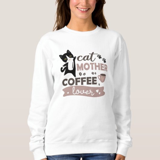 猫母コーヒー好き可愛い猫用コーヒー スウェットシャツ (正面)