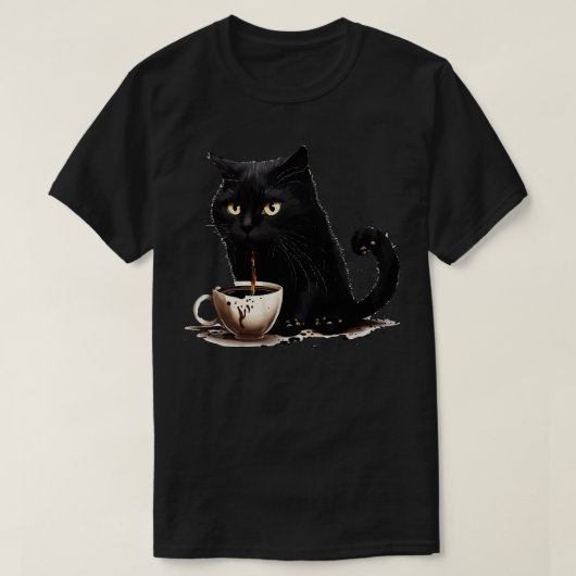 猫母コーヒー好き38 Tシャツ (デザイン正面)