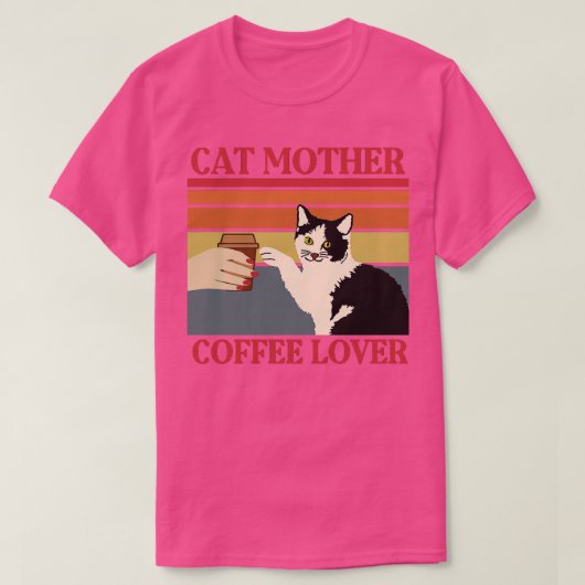 猫母コーヒー恋人かわいい子猫ママ Tシャツ (デザイン正面)