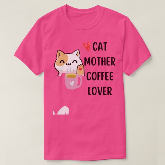 猫母コーヒー愛好家コーヒー愛好家cat mother ca tシャツ (デザイン正面)