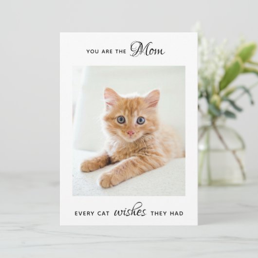 猫母パーソナライズされたペット写真母の日 シーズンカード (スタンド正面)