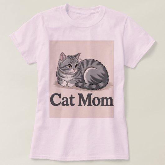 猫母ピンクTシャツ Tシャツ (デザイン正面)