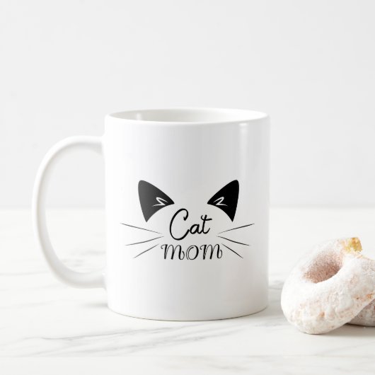 猫母マザーラバーママ子猫かわいいおもしろいニャー コーヒーマグカップ (ドーナツ)