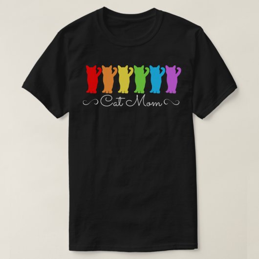 猫母レインボー Tシャツ (デザイン正面)