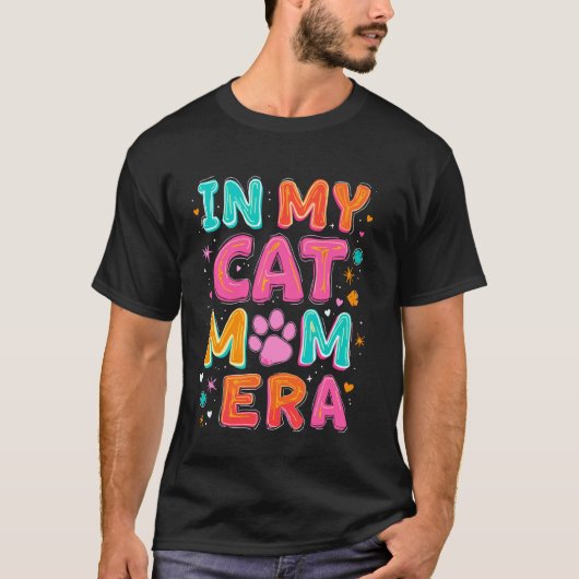 猫母時代に突入！おもしろTシャツ 母さん おばあちゃん 猫好き用Lサイズ Tシャツ (正面)