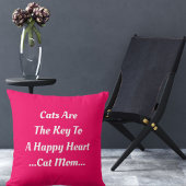 猫母猫がハートの面白いピンク クッション