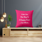 猫母猫がハートの面白いピンク クッション