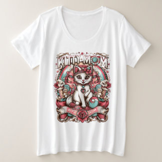 猫母 プラスサイズTシャツ