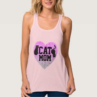 猫母Tシャツフェイクグリッター タンクトップ