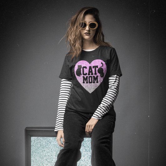 猫母Tシャツフェイクグリッター Tシャツ