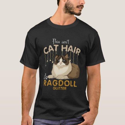 猫毛じゃなくてラグドールの猫グリッター Tシャツ (正面)