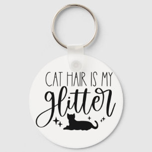 猫毛は私のグリッター キーホルダー