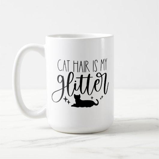 猫毛は私のグリッター コーヒーマグカップ (左)