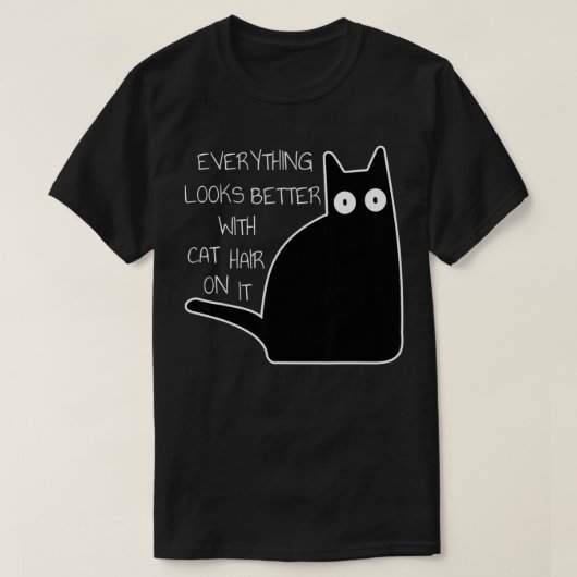 猫毛悪い黒猫おもしろい Tシャツ (デザイン正面)