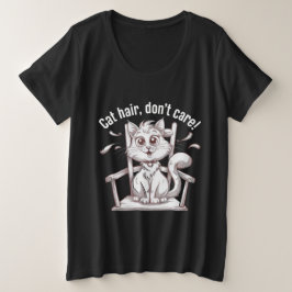 「猫毛気に猫好き!」 プラスサイズTシャツ