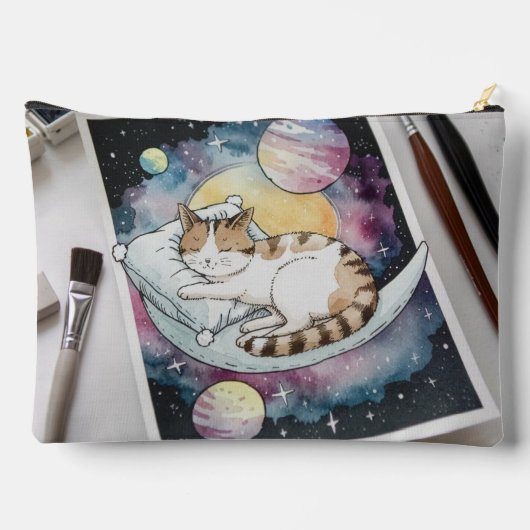 猫水彩アクセサリー化粧品収納バッグ アクセサリーポーチ (裏面)