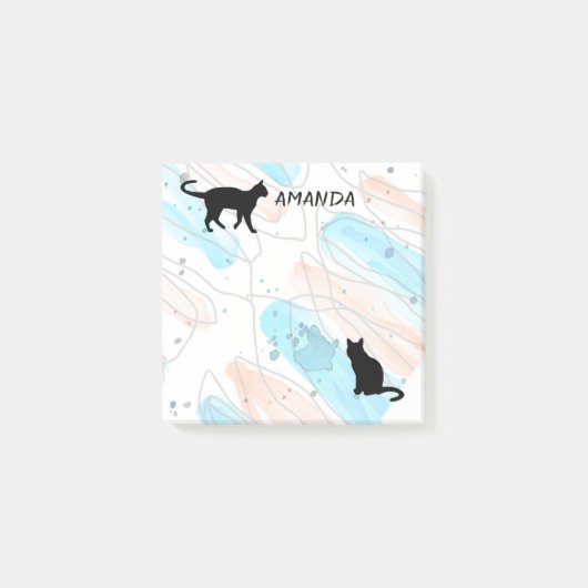 猫水彩デザインカスタムpost it note ポストイット (正面)